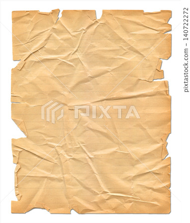 Brown crumpled lined paper isolated on white 140722272
