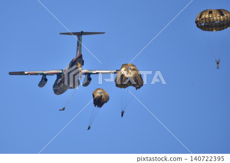 Japan Air Self-Defense Force Iruma Air Base C-1 paratrooper drop 140722395