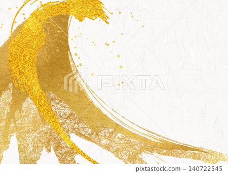 Japanese style background with gold brush art Japanese style background with gold brush art 140722545