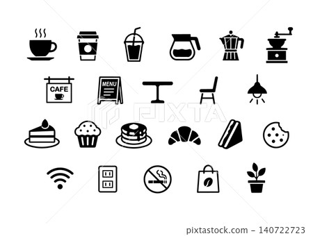 Simple cafe icon set 140722723