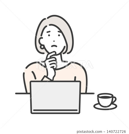 Young woman thinking while looking at a computer 140722726