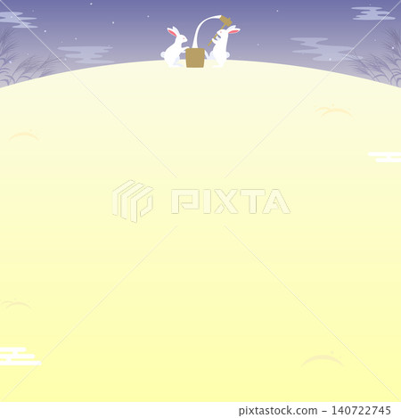 Moon-viewing frame 2 featuring a rabbit pounding mochi (square) Moon-viewing frame 2 featuring a rabbit pounding mochi (square) 140722745