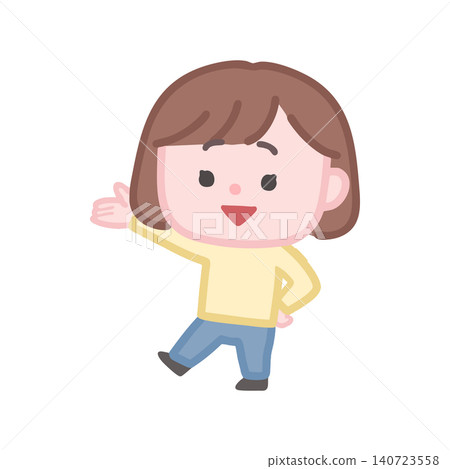 An illustration of a woman holding her hand to the side as she introduces something. An illustration of a woman holding her hand to the side as she introduces something. 140723558