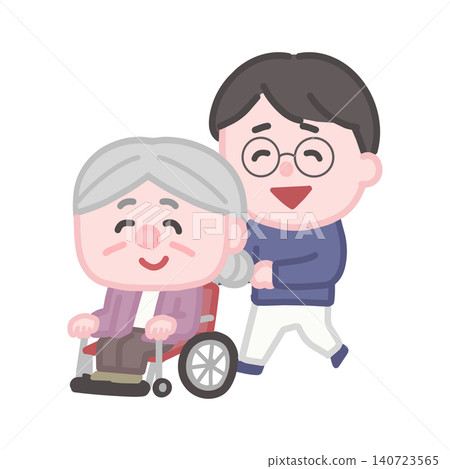 A caregiver and an elderly woman in a wheelchair A caregiver and an elderly woman in a wheelchair 140723565
