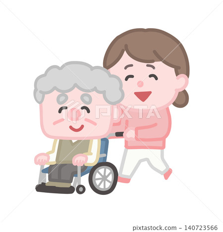 一名護理人員和坐在輪椅上的老人 140723566