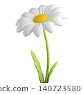 Cute 3D plastic Daisy Flower. Cartoon chamomile bubble bloom with white petals for spring and summer design. 3d render	 140723580