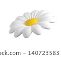 Cute 3D plastic Daisy Flower. Cartoon chamomile bubble bloom with white petals for spring and summer design. 3d render	 140723583