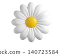 Cute 3D plastic Daisy Flower. Cartoon chamomile bubble bloom with white petals for spring and summer design. 3d render	 140723584