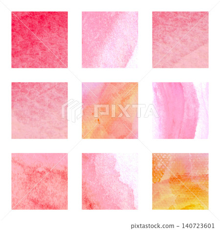 Cute watercolor frame material set, red tones, square. 140723601