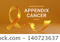 Yellow Amber awareness ribbon. Appendix Cancer Awareness Month in August. Suitable for medical, campaign, awareness, and social causes. 3d render 140723637