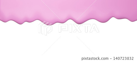 Pink glossy ice cream dripping on a background. Sweet dessert with paint or glaze, with copy space for banner. 3d rendering 140723832