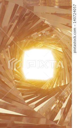 Golden geometric tunnel with bright central light, layered polygonal shapes, and luxurious futuristic architectural depth. Golden geometric tunnel with bright central light, layered polygonal shapes, and luxurious futuristic architectural depth. 140724057