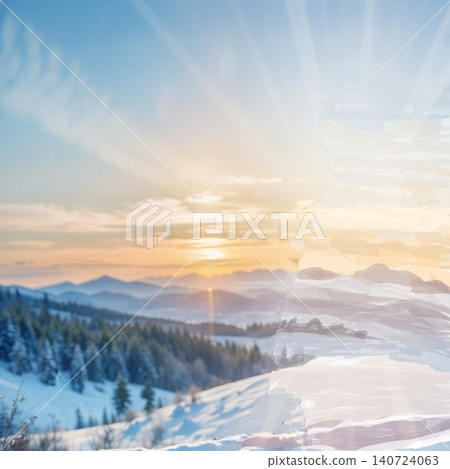 Snowy field with the rising sun Snowy field with the rising sun 140724063