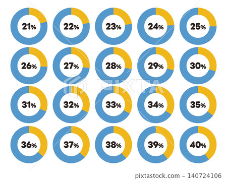 百分比圓餅圖圖示插圖集，21% 至 40% 140724106