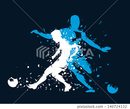 Soccer players with ball. Group of footballers. Set of isolated sports vector silhouettes Soccer players with ball. Group of footballers. Set of isolated sports vector silhouettes 140724132