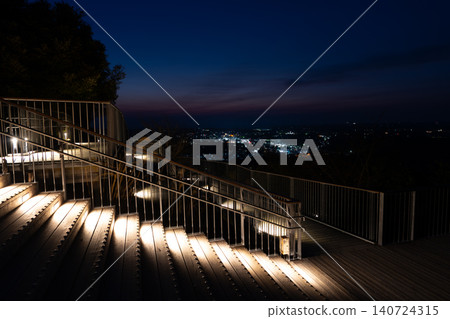 Lighting that illuminates the ground on the observation deck at night Lighting that illuminates the ground on the observation deck at night 140724315