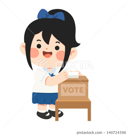 Happy Little Girl Putting Ballot in Box with Joyful Smile Happy Little Girl Putting Ballot in Box with Joyful Smile 140724398