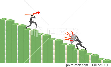 Businessman defending financial wealth on banknote staircase against bearish market attack with shield investment strategy and asset protection concept Businessman defending financial wealth on banknote staircase against bearish market attack with shield investment strategy and asset protection concept 140724951