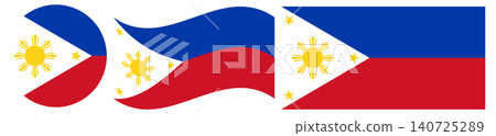 Philippines national flag collection. Philippines circle flag in round shape. Waving flag of Philippines isolated.. Philippines national flag collection. Philippines circle flag in round shape. Waving flag of Philippines isolated.. 140725289