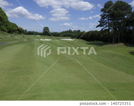 Green of golf course with white banner 140725351