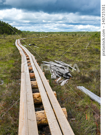 Dunika Bog Boardwalk Restoration in Latvia with New Timber Path Through Protected Wetland Landscape Dunika Bog Boardwalk Restoration in Latvia with New Timber Path Through Protected Wetland Landscape 140725381