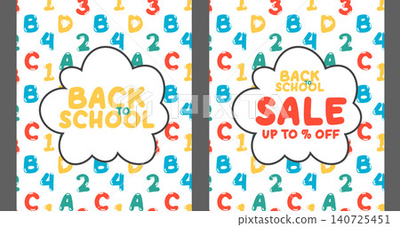 Welcome back to school and sale. Vector poster Welcome back to school and sale. Vector poster 140725451