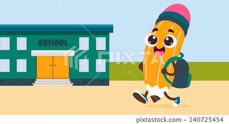 childrens school . back to school. cute pencil groovy. vector childrens school . back to school. cute pencil groovy. vector 140725454