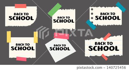 Back to school. set of torn paper, notebook sheets. elements for collages. Vector Back to school. set of torn paper, notebook sheets. elements for collages. Vector 140725456