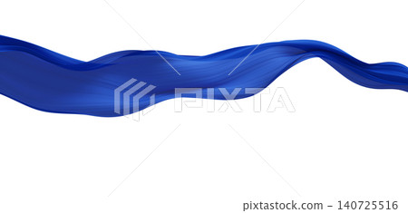 Luminous blue pleated chiffon fabric waving isolated on white background with copy space 3D render Luminous blue pleated chiffon fabric waving isolated on white background with copy space 3D render 140725516