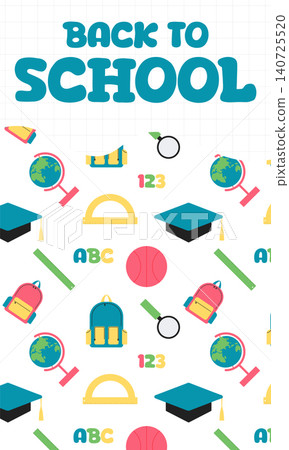 Back to school banner. flat vector illustration isolated on white background. 140725520