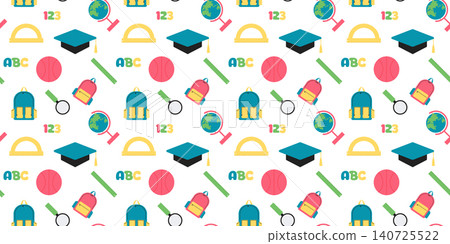 seamless Pattern of welcome back to school with school supplies. Back To School Background. Super sale. Vector illustration. seamless Pattern of welcome back to school with school supplies. Back To School Background. Super sale. Vector illustration. 140725522