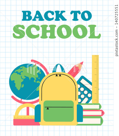 Back to school. poster with school supplies. vector illustration 140725551
