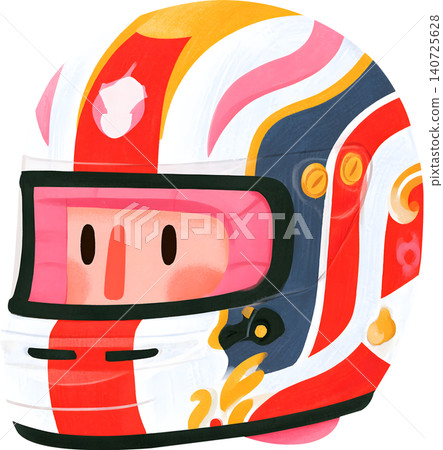 Cute Boy Wearing Colorful Racing Helmet Illustration Cute Boy Wearing Colorful Racing Helmet Illustration 140725628