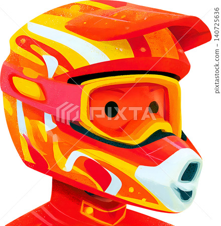 Cute Boy Wearing Colorful Racing Helmet Illustration Cute Boy Wearing Colorful Racing Helmet Illustration 140725636