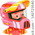 Cute Boy Wearing Colorful Racing Helmet Illustration 140725640