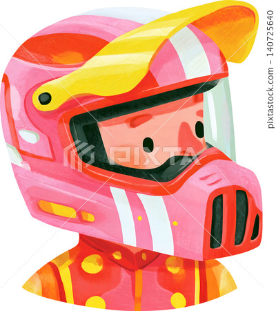Cute Boy Wearing Colorful Racing Helmet Illustration Cute Boy Wearing Colorful Racing Helmet Illustration 140725640