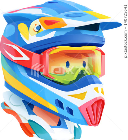 Cute Boy Wearing Colorful Racing Helmet Illustration Cute Boy Wearing Colorful Racing Helmet Illustration 140725641