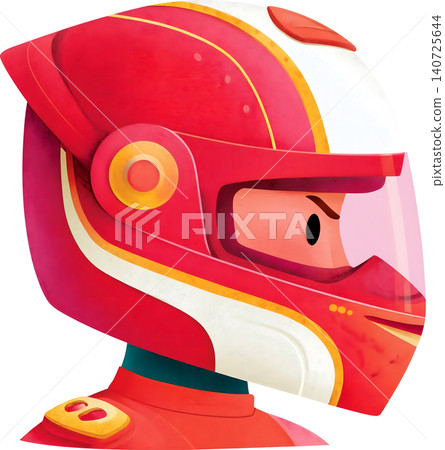 Cute Boy Wearing Colorful Racing Helmet Illustration Cute Boy Wearing Colorful Racing Helmet Illustration 140725644