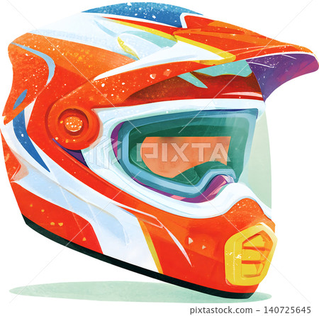 Cute Boy Wearing Colorful Racing Helmet Illustration Cute Boy Wearing Colorful Racing Helmet Illustration 140725645
