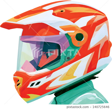 Cute Boy Wearing Colorful Racing Helmet Illustration Cute Boy Wearing Colorful Racing Helmet Illustration 140725646