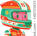 Cute Boy Wearing Colorful Racing Helmet Illustration 140725655