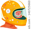 Cute Boy Wearing Colorful Racing Helmet Illustration 140725660