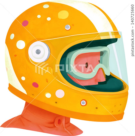 Cute Boy Wearing Colorful Racing Helmet Illustration Cute Boy Wearing Colorful Racing Helmet Illustration 140725660
