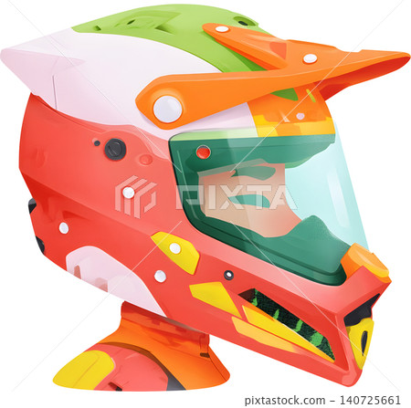 Cute Boy Wearing Colorful Racing Helmet Illustration Cute Boy Wearing Colorful Racing Helmet Illustration 140725661