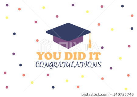 Greeting card graduation day. Vector illustration Greeting card graduation day. Vector illustration 140725746
