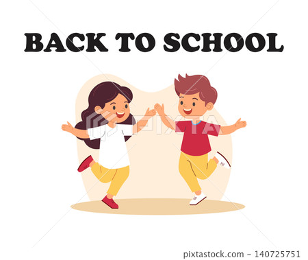 Back to school. welcome to school. vector School children's characters Back to school. welcome to school. vector School children's characters 140725751