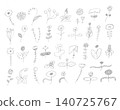 一組描繪各種花卉的線條藝術插圖。 140725767