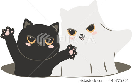 Sassy Halloween Preppy Black Cat and Ghost Costume Peeking from Hole in Coquette style Cute Spooky Clipart Sassy Halloween Preppy Black Cat and Ghost Costume Peeking from Hole in Coquette style Cute Spooky Clipart 140725805