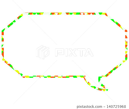 Stained glass style speech bubble, triangular pattern, elongated octagon Stained glass style speech bubble, triangular pattern, elongated octagon 140725968