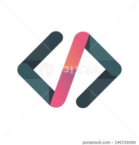 Modern Folded Ribbon Coding Brackets Tech Logo Modern Folded Ribbon Coding Brackets Tech Logo 140726090